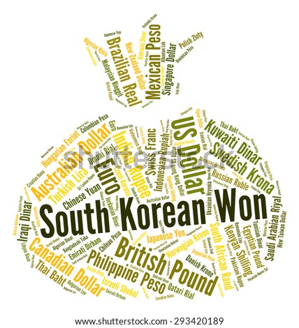 South Korean Won Showing Exchange Rate And Currencies