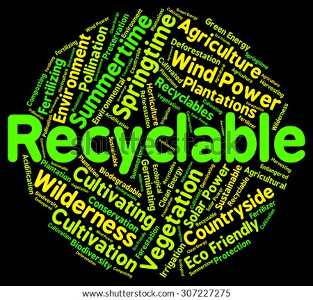 Recyclable Word Representing Earth Friendly And Recycled