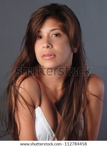Attractive Young Woman With Messy Hair