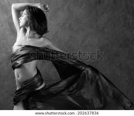 Woman in Flowing Fabric