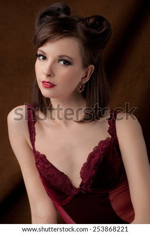 Young Woman in Lingerie With Vintage Hair Style