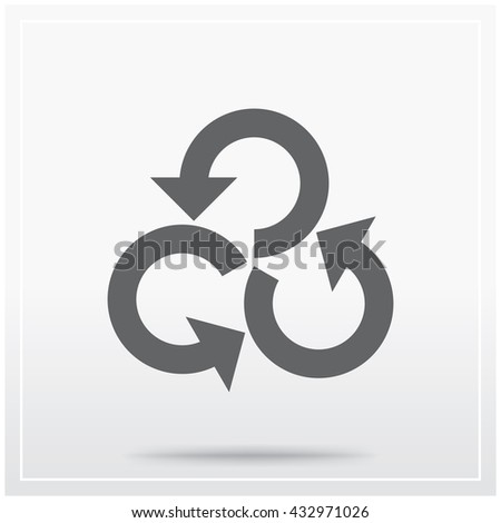 Flat icon of graphical symbol of movement, rotation, cyclic recurrence, etc. Vector illustration