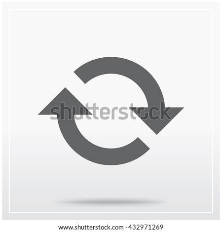 Flat icon of graphical symbol of movement, rotation, cyclic recurrence, etc. Vector illustration