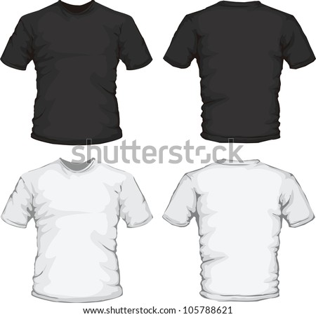 Vector Illustration Of Black And White Male Shirts Template, Front And ...