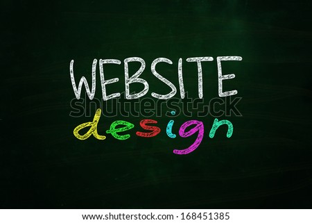 Website Design Lettering, written with Color Chalk on Blackboard
