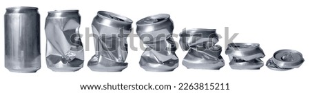 Set of crumpled Energy drink soda can in various shape, isolated cut out object Stockfoto © 