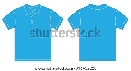 Vector Illustration Of Light Blue Polo Shirt, Isolated Front And Back ...