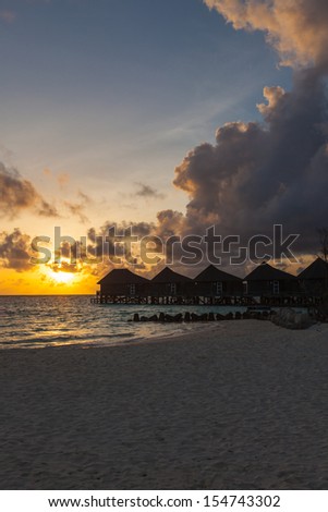tropical water home villas resort on Maldives island at vacation