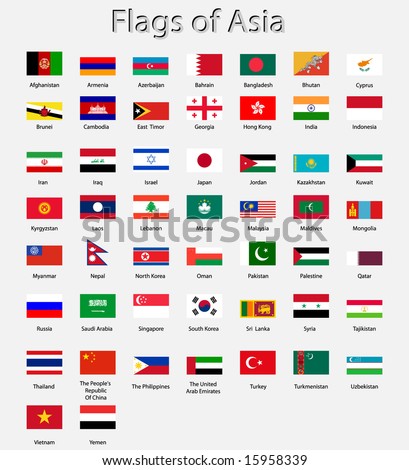 Detailed Asian flags