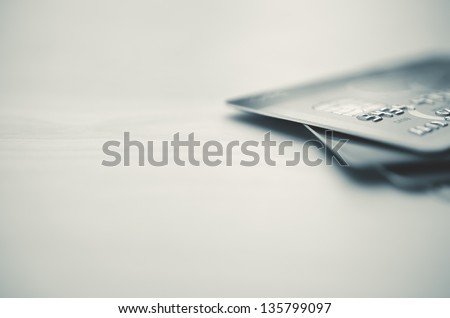 Credit cards in very shallow focus
