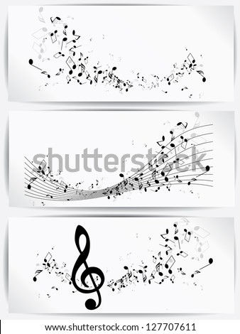 Music notes and shadow.Abstract musical background. Vector illustration.Mensural musical notation.Black notes symbols.Note value.Music staff.