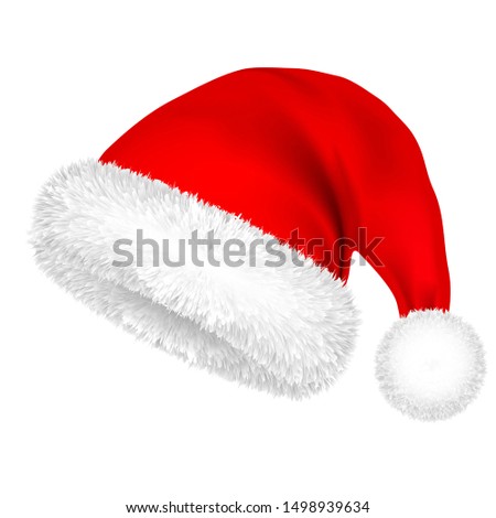 Christmas Santa Claus Hat With Fur. New Year. Winter Cap. Vector illustration.