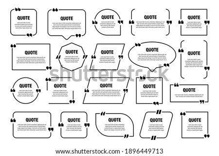 Set of isolated quote frames. Speech bubbles with quotation marks. Blank text box and quotes. Blog post template. Vector illustration. Imagine de stoc © 