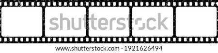 Grunge film strips collection. Old retro cinema movie strip. Video recording. Vector illustration. 商業照片 © 