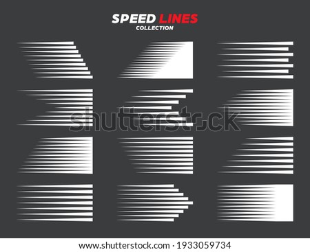 Comic speed motion lines collection. Vector illustration.