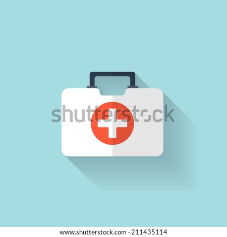 First aid kit flat icon. Health care.