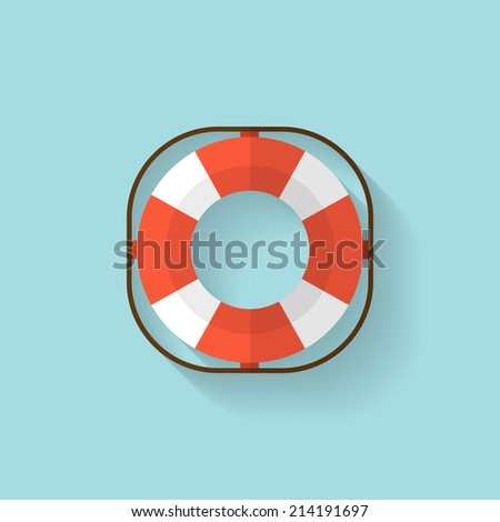 Lifebuoy flat web icon.