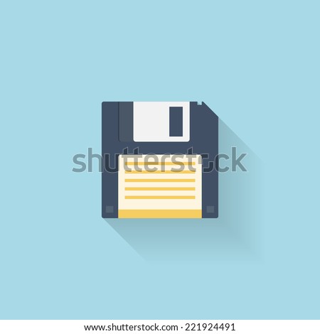Flat floppy disk icon for web. 