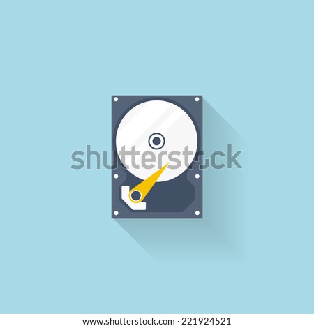 Flat hard drive disk icon for web. 