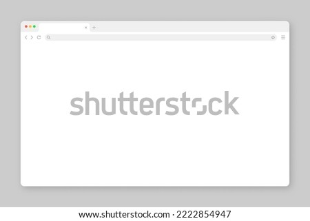 Blank web browser window with tab, toolbar and search field. Modern website, internet page in flat style. Browser mockup for computer, tablet and smartphone. Vector illustration
