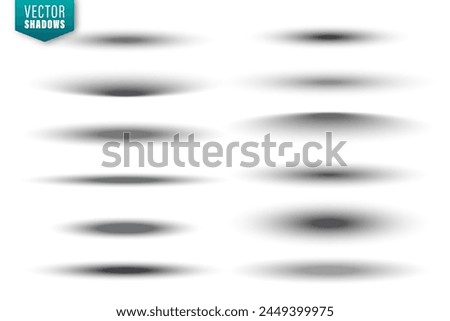 Realistic shadow effect. Round shadows collection isolated on white background. Surface shading. Vector illustration