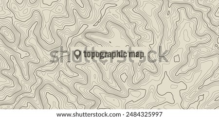 Topographic map with contour lines. Geographic terrain grid, relief height elevation. Ground path pattern. Travel and navigation, cartography design element. Vector illustration