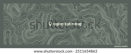 Colorful topographic map with contour lines. Geographic terrain grid, relief height elevation. Ground path pattern. Travel and navigation, cartography design element. Vector illustration