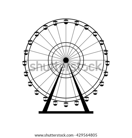 Ferris wheel silhouette, circle. Carnival. Funfair background.Carousel, motion. Vector illustration.