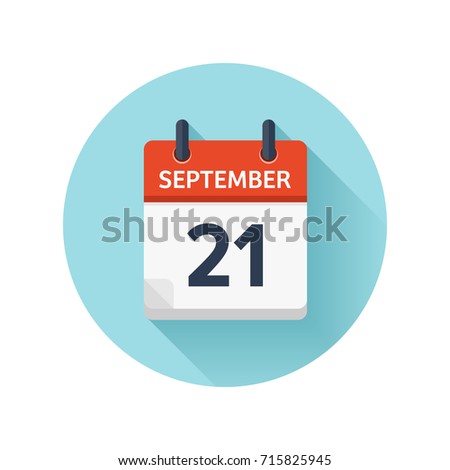 September 21. Vector flat daily calendar icon. Date and time, day, month. Holiday. Season.