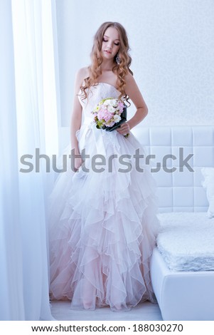 beautiful bride, long curly hair