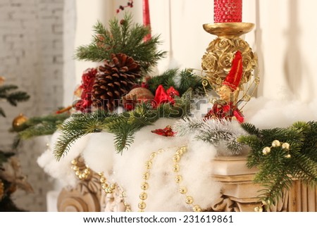 New year items, toys, Christmas composition