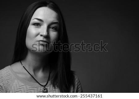 Beauty black and white woman face, portrait of good young girl