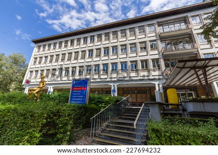 ZURICH, SWITZERLAND - SEP 21, 2014: The University Hospital of Zurich is the first hospital in Zurich. It is one of the largest and most important teaching hospitals in Europe.