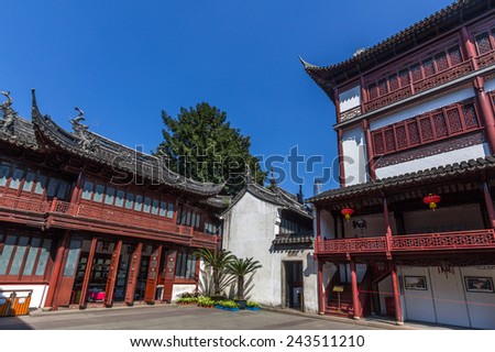 SHANGHAI, CHINA - OCT 24, 2014: An old Chinese building in Yuyuan Garden in Shanghai, China. It located beside the City God Temple in the northeast of the Old City of Shanghai, China.