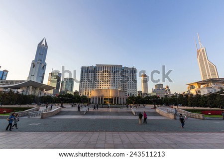 SHANGHAI, CHINA - OCT 24, 2014: Shanghai Municipal People\'s Government Building. The city has been important politically to China since the end of the 19th century.