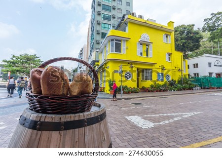 STANLEY, HONG KONG - APR 20, 2015: The Boathouse, a landmark restaurant in Stanley, Hong Kong. It is an unique-designed 3-storey restaurant which provides western cuisine.