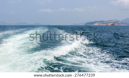 Wake of a ferry on the open ocean