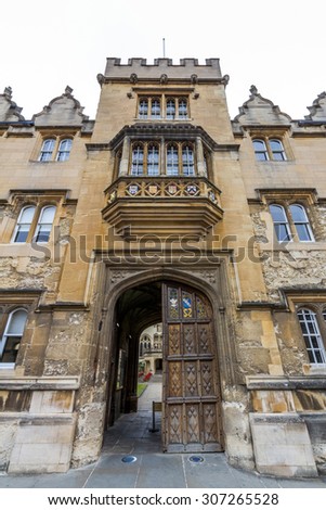 OXFORD, UK - JULY 19, 2015: Canterbury Gate of Christ Church in the University of Oxford, England. It is the second wealthiest Oxford college by financial endowment after St John\'s.