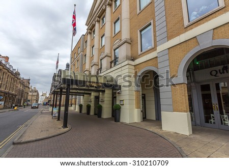 CAMBRIDGE, UK - JULY 24, 2015: Cambridge City Hotel. It is located in the heart of the city centre next to the Grand Arcade Shopping Centre.