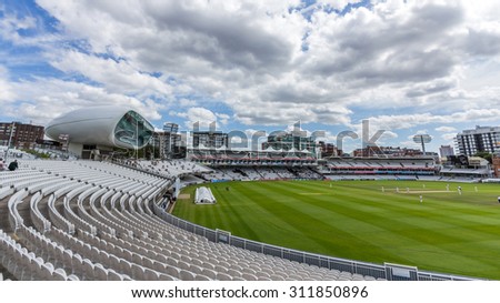 LONDON, UK - JULY 21, 2015: Lord\'s Cricket Ground in London, England. It is referred to as the home of cricket and is home to the world\'s oldest cricket museum.