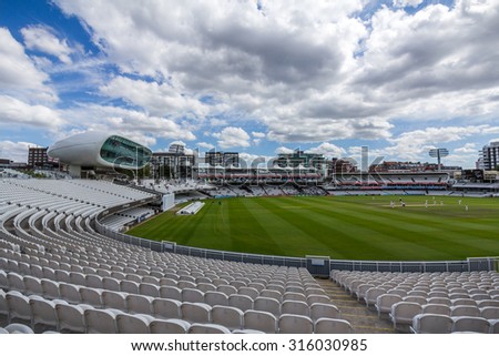 LONDON, UK - JULY 21, 2015: Lord\'s Cricket Ground in London, England. It is referred to as the home of cricket and is home to the world\'s oldest cricket museum.