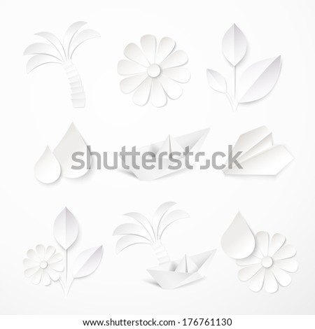 stalk with origami flower EPS of #132578612 10 â€¦ lotus.Vector. Paper free flower Royalty a