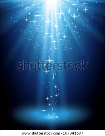 Abstract magic  light background. Blue holiday burst