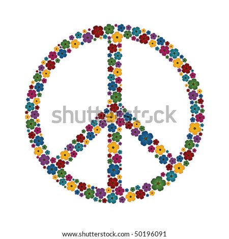 Vector Illustration Peace Sign Made Up A Lot Of Multicolored Small ...