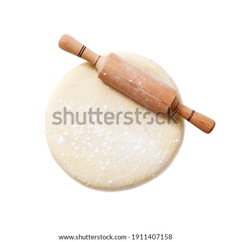 Similar – Image, Stock Photo Pie dough and rolling pin above view.
