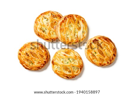 Similar – Image, Stock Photo Tasty stuffed savory pastry pie with phyllo dough in traditional baking pan. Balkan or oriental cuisine. Börek