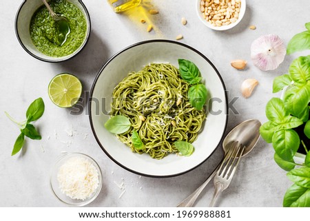 Similar – Image, Stock Photo Tasty pasta with herbs and cheese