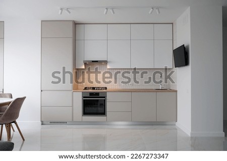 Similar – Image, Stock Photo Interior of light spacious room in apartment