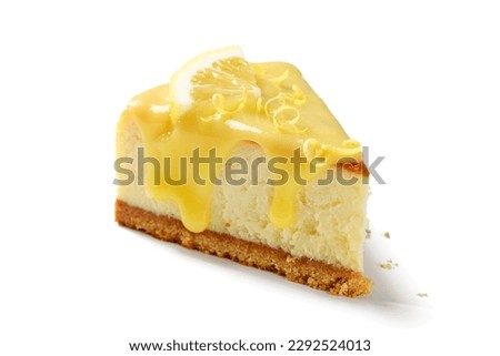 Similar – Image, Stock Photo Sliced cheesecake. Homemade classic cheesecake slices. Christmas dessert