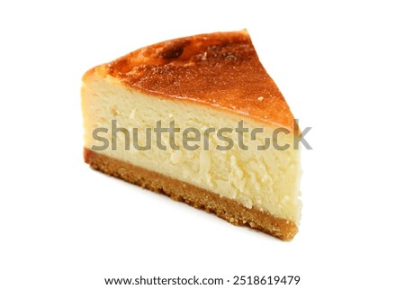 Image, Stock Photo Cheesecake slice with lemon syrup topping. Slice of cheesecake close-up